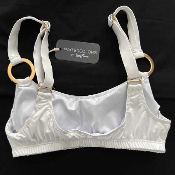 NWT Kenny Flowers the Santorini gold ring white sporty bikini top small - Picture 6 of 11